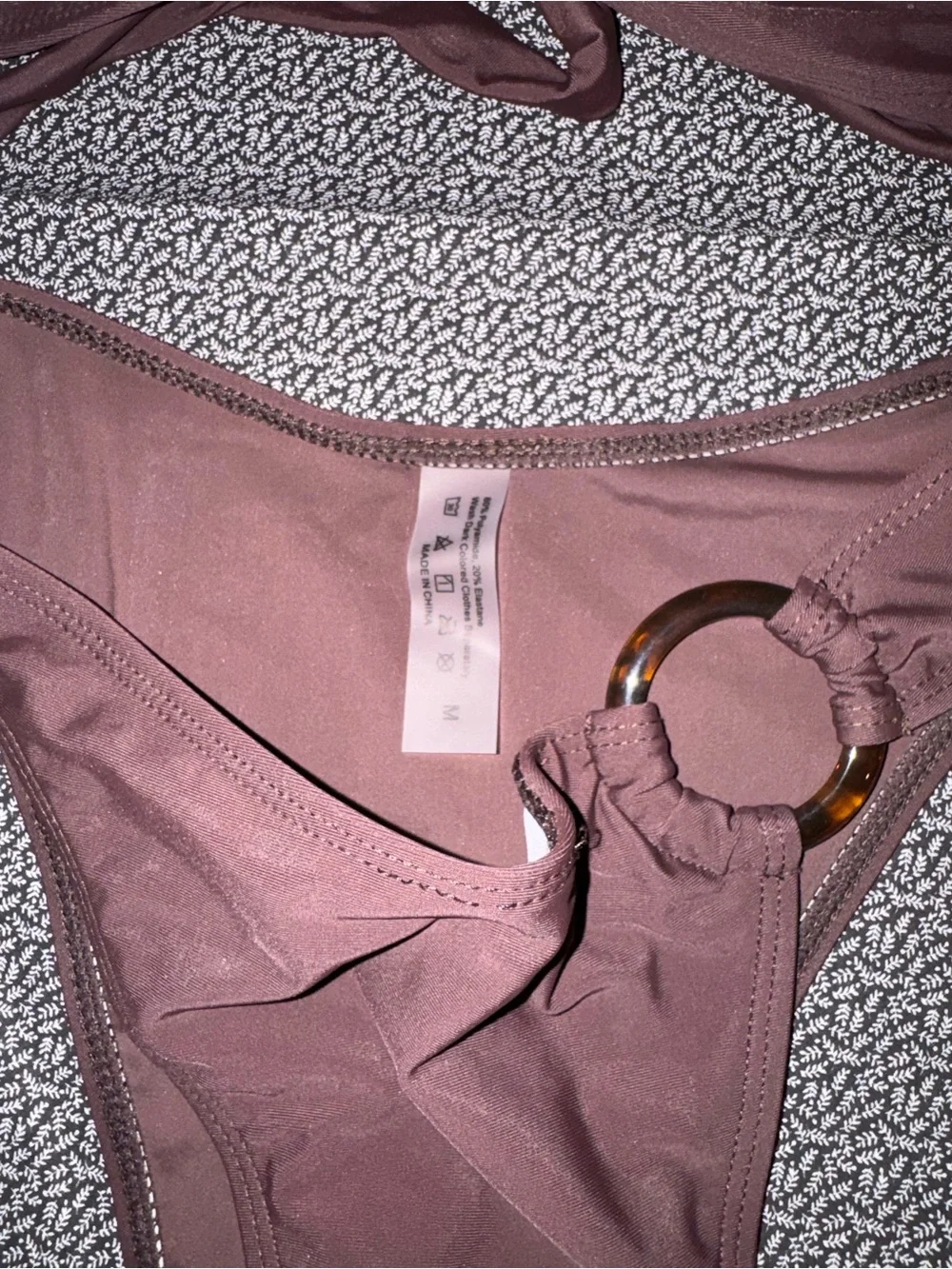 Women's Chocolate Brown Ring-Accent Bikini Set